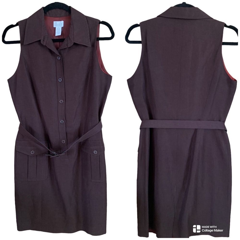 LOFT Half-button Sleeveless Trench Style Dress